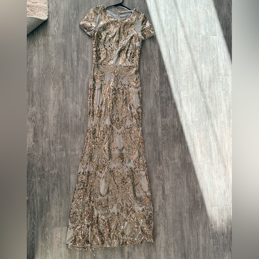 BHLDN Gold Sequin Embellished Dress